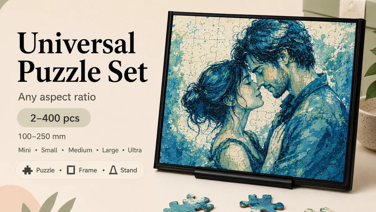 Universal Puzzle — parametric jigsaw with custom size and pieces